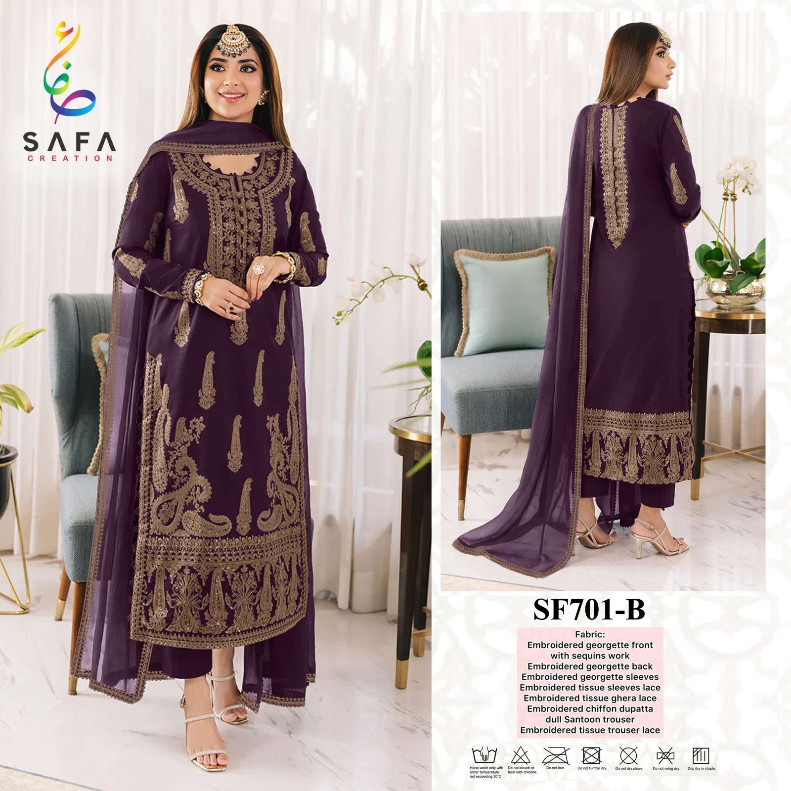 SAFA CREATION SF-PK-701 Heavy Georgette With MATTE EMBROIDERY Salwar Kameez Wholesale catalog