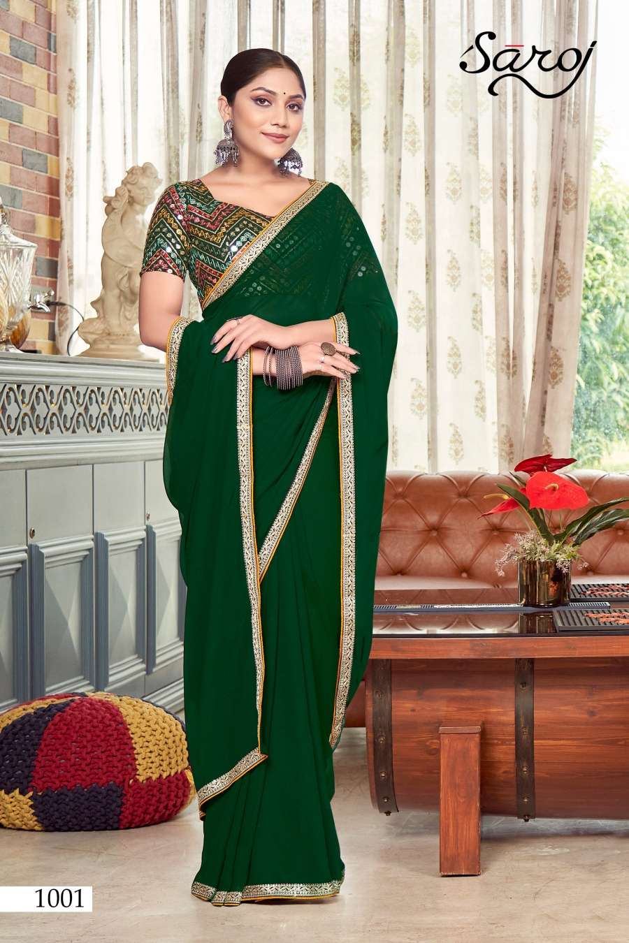 Saroj Fantasy Designer Georgette Saree Wholesale catalog