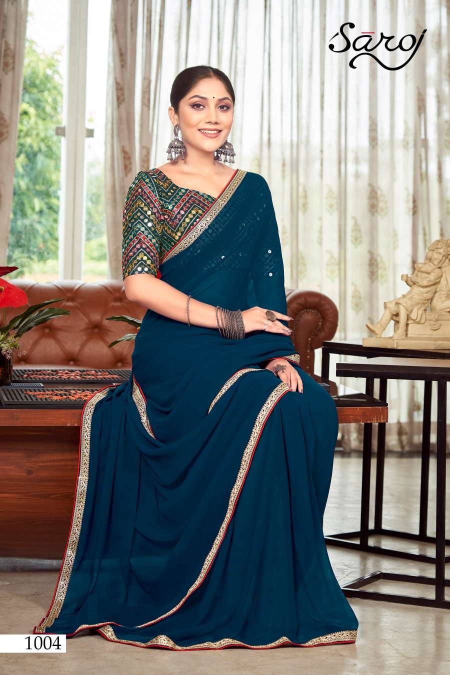 Saroj Fantasy Designer Georgette Saree Wholesale catalog