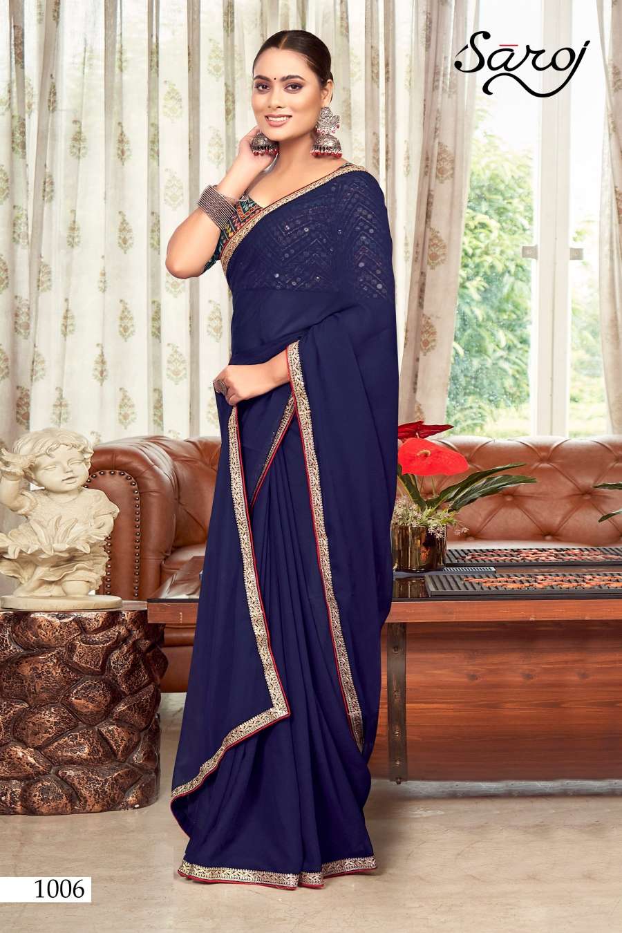 Saroj Fantasy Designer Georgette Saree Wholesale catalog