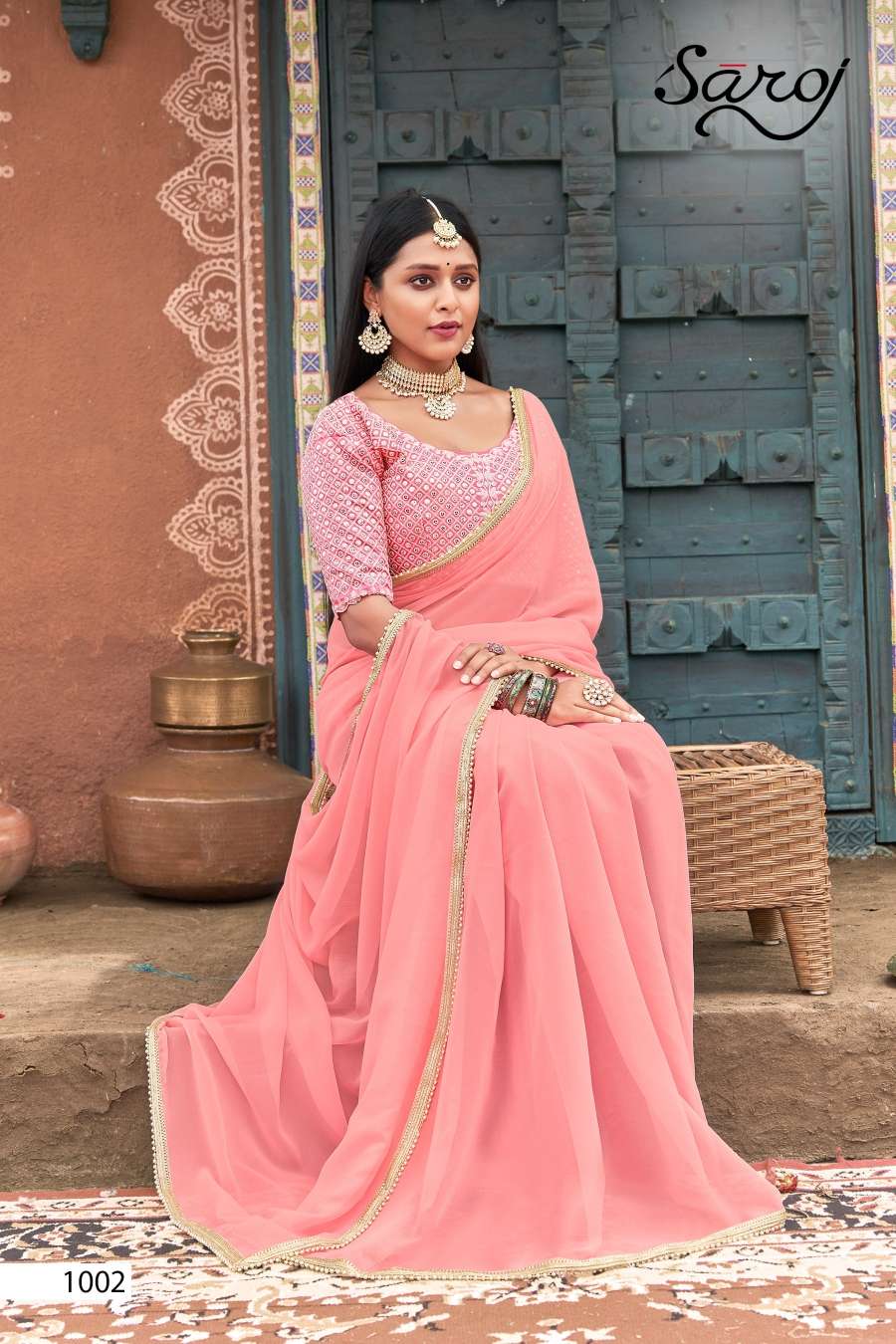 Saroj Femina Designer Georgette Saree Wholesale catalog