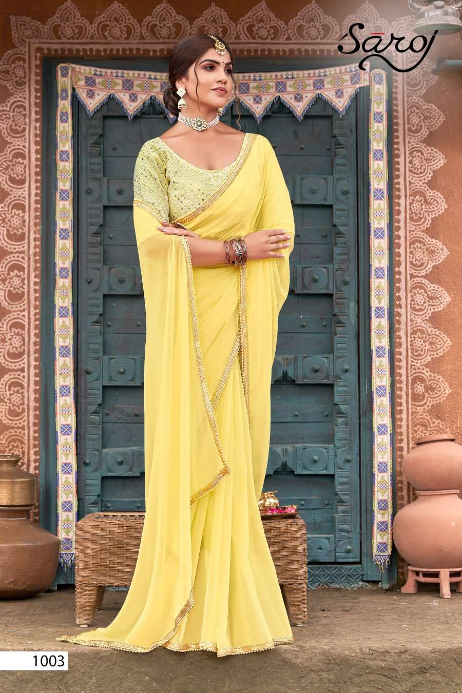Saroj Femina Designer Georgette Saree Wholesale catalog