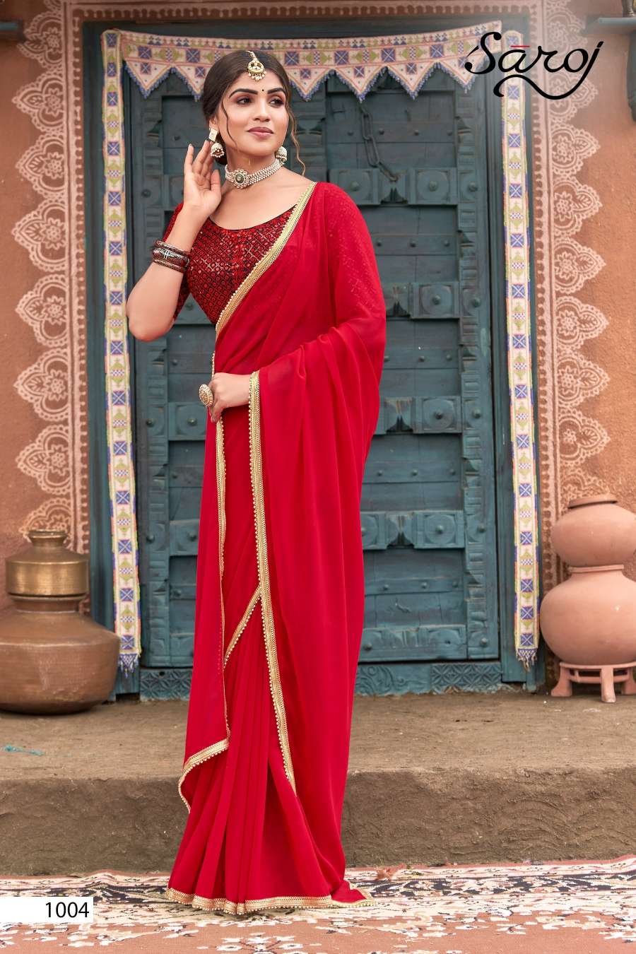 Saroj Femina Designer Georgette Saree Wholesale catalog