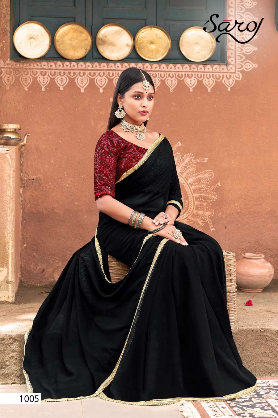 Saroj Femina Designer Georgette Saree Wholesale catalog