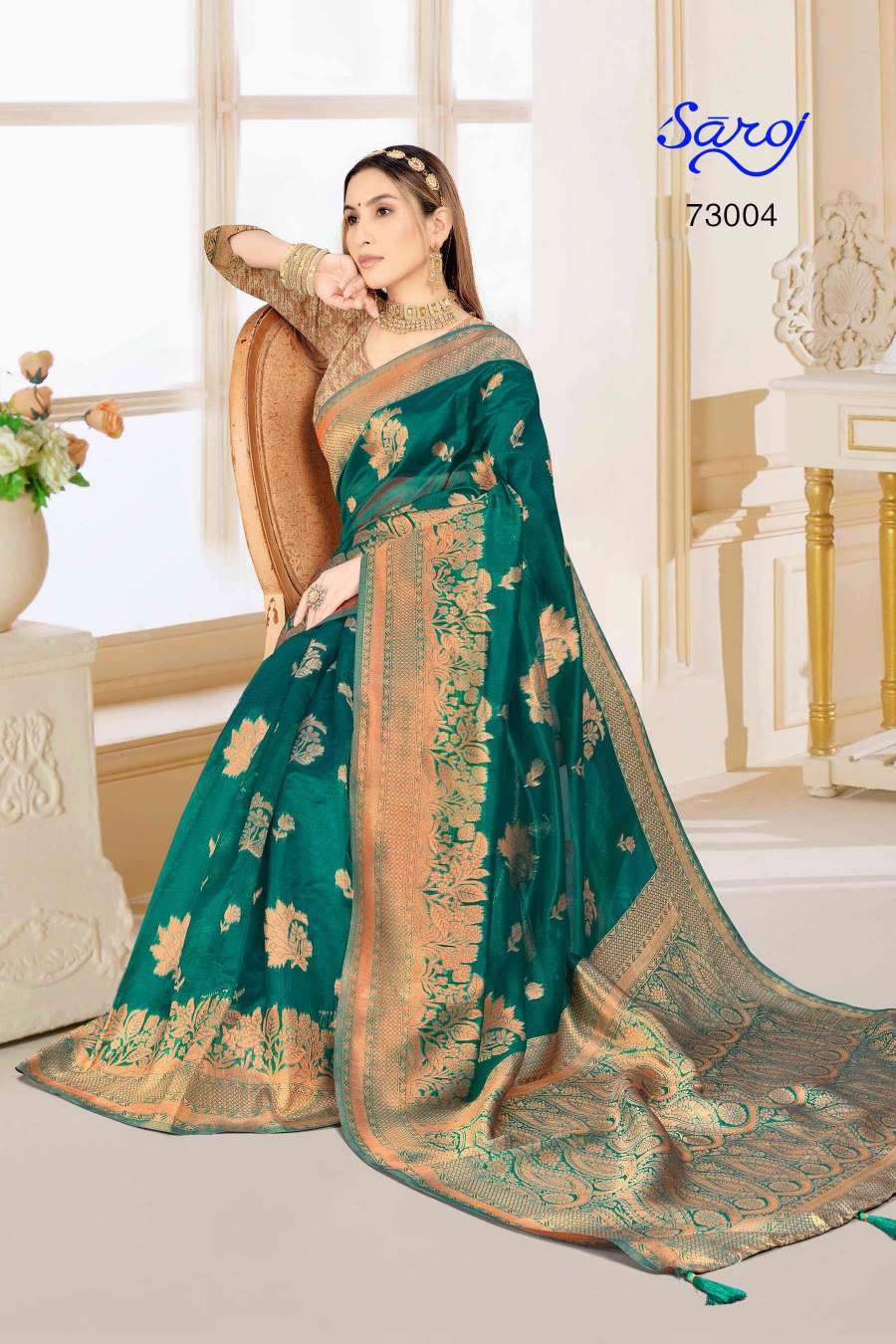 Saroj Libaas Vol 1 Organza Silk Rich Pallu Saree Collection Wholesale catalog