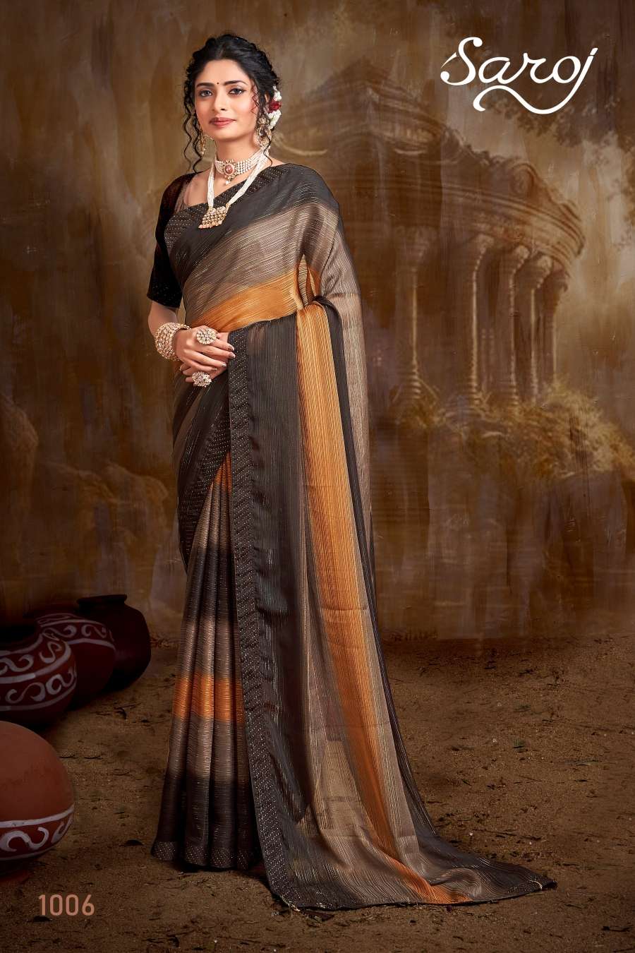 Saroj Wonderful Heavy Embroidery Swarovski Saree Collection Wholesale catalog