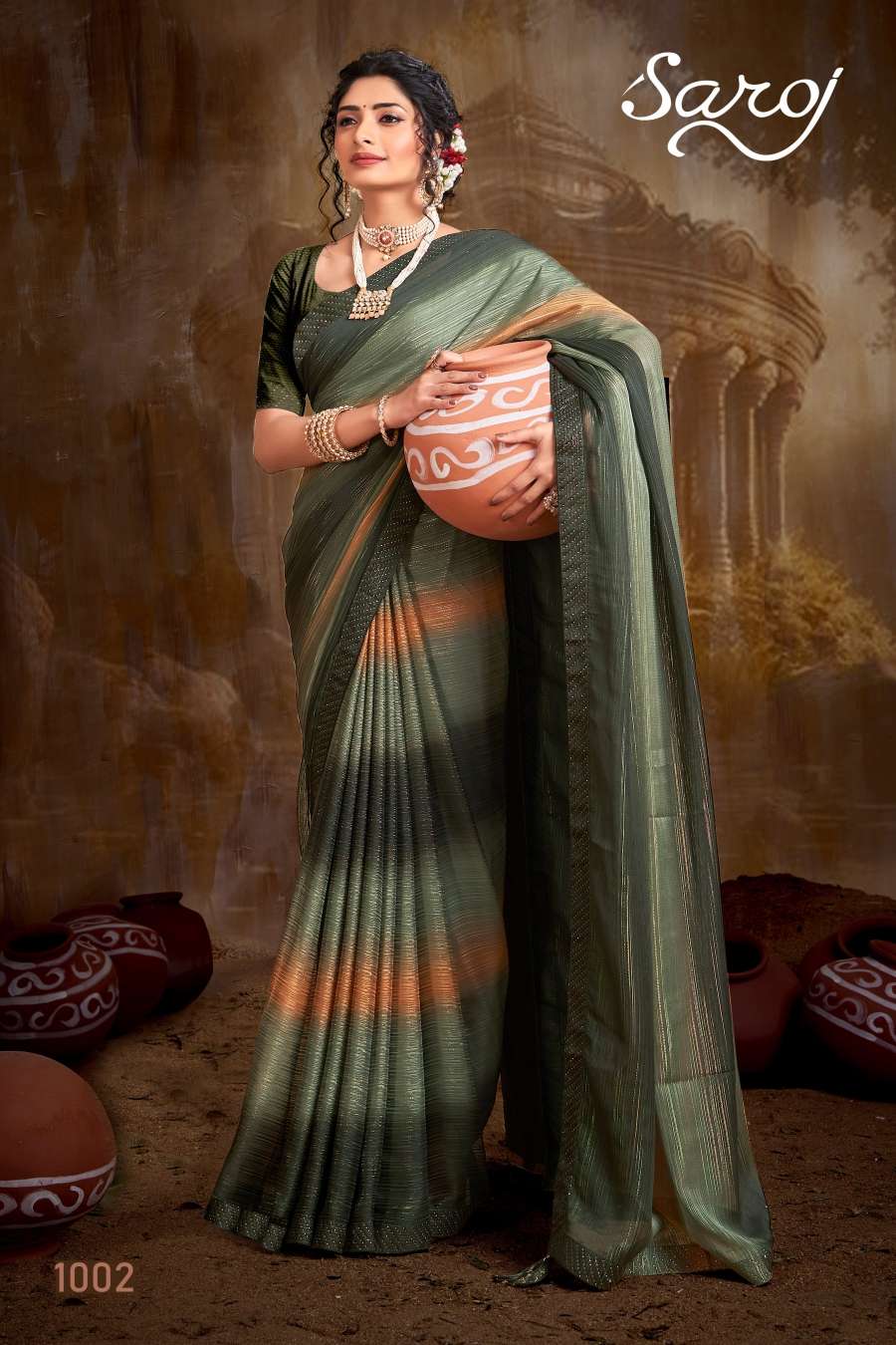 Saroj Wonderful Heavy Embroidery Swarovski Saree Collection Wholesale catalog