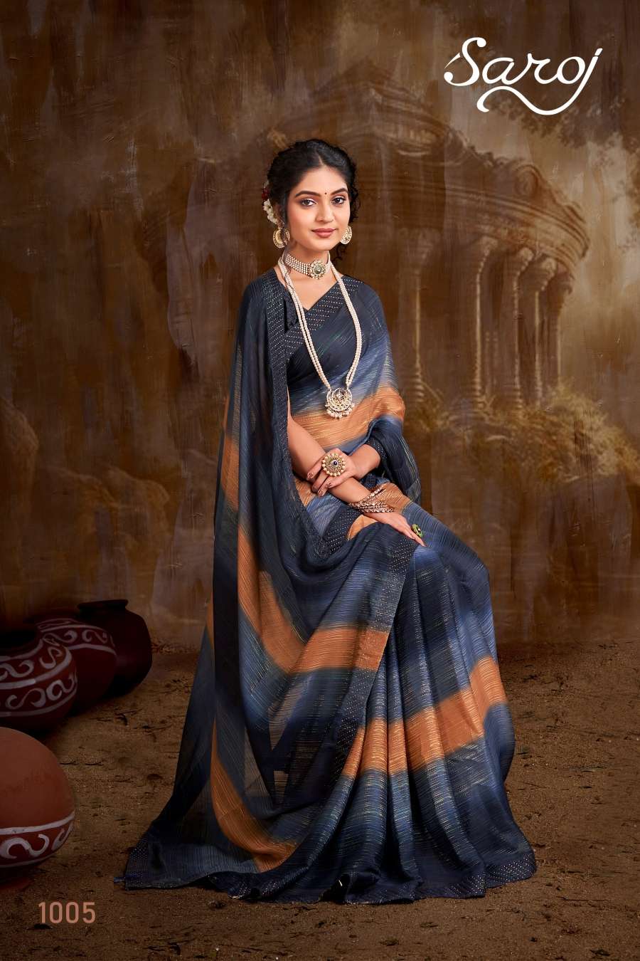 Saroj Wonderful Heavy Embroidery Swarovski Saree Collection Wholesale catalog