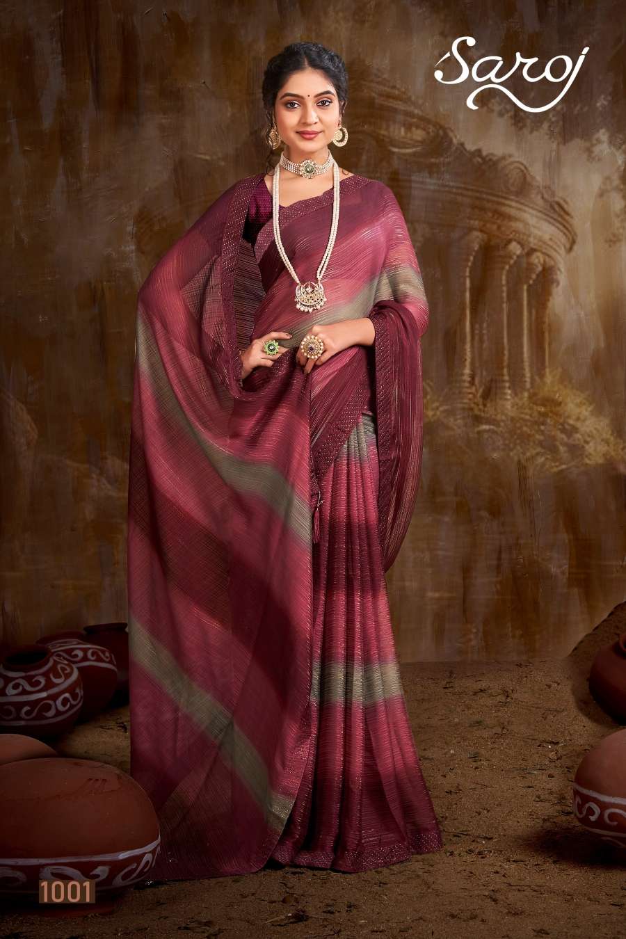 Saroj Wonderful Heavy Embroidery Swarovski Saree Collection Wholesale catalog