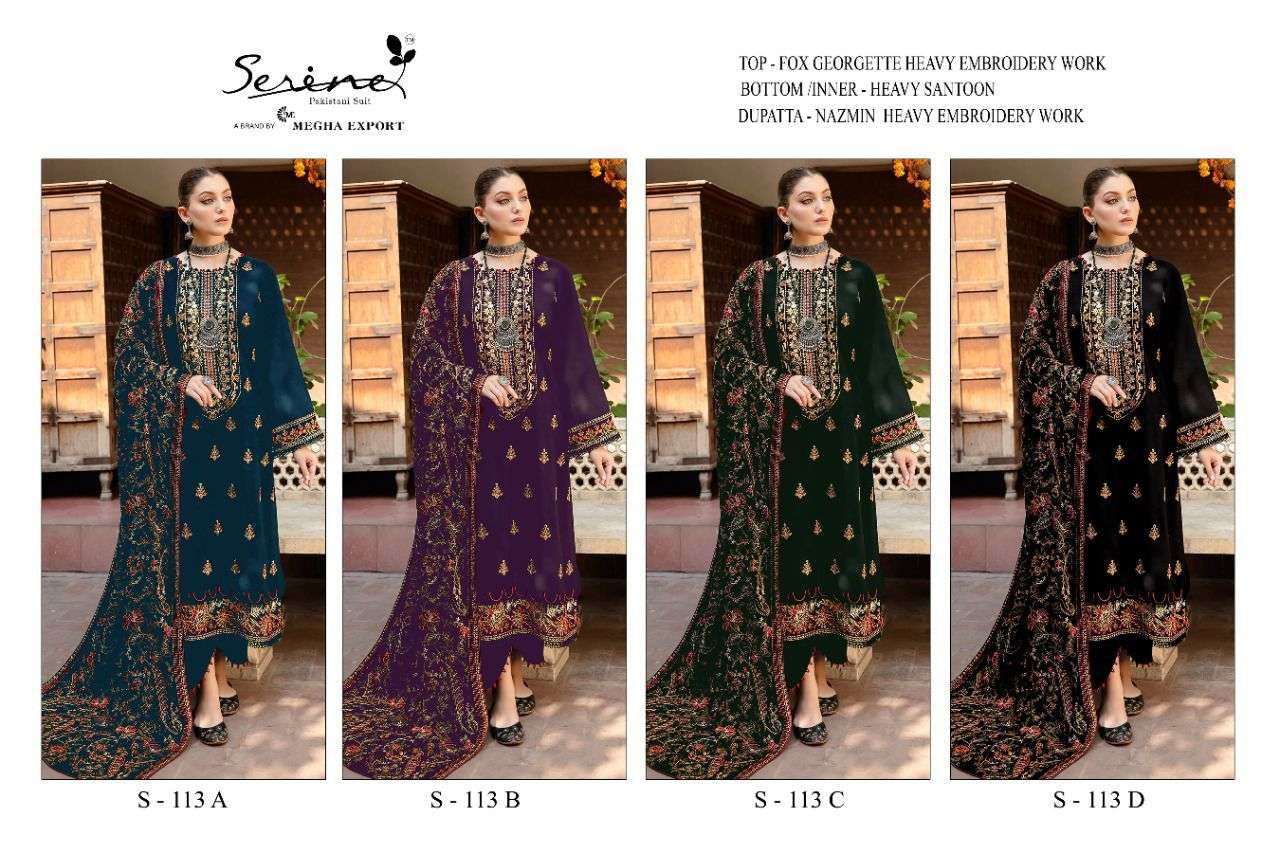 Serine S 113 A to D Pakistani Salwar Suits Collection Wholesale catalog