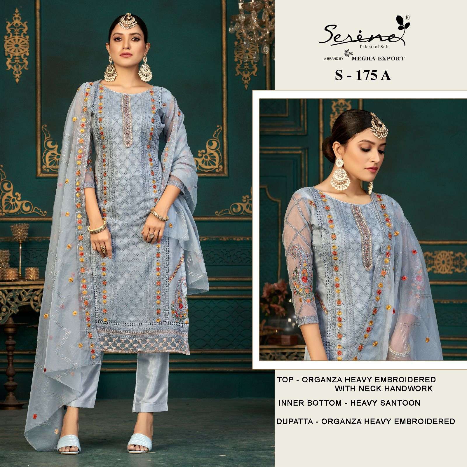 Serine S 171 A To D Organza Pakistani Salwar Kameez Wholesale catalog