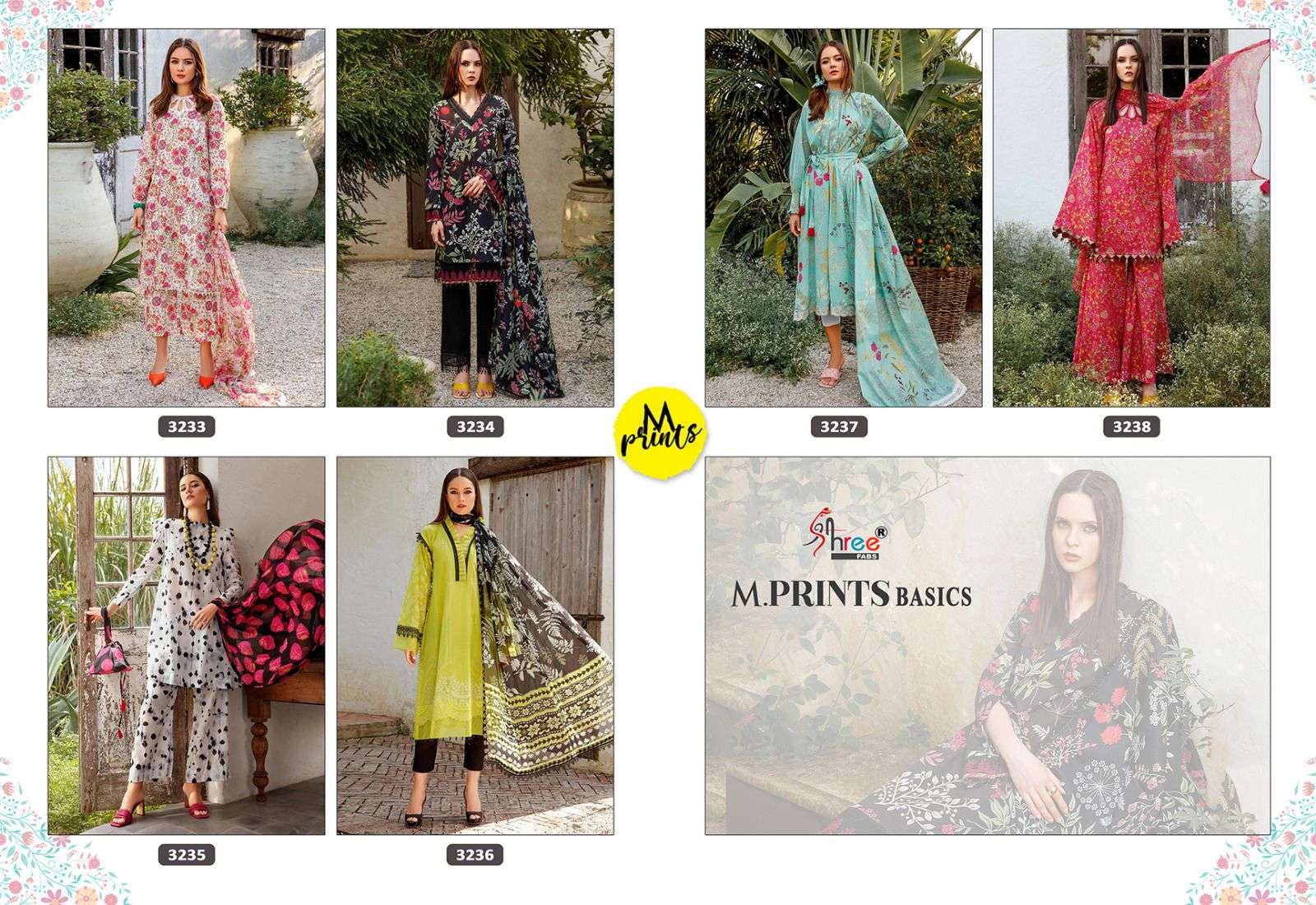 Shree M Print Basics Cotton Dupatta Pakistani Salwar Kameez Wholesale catalog