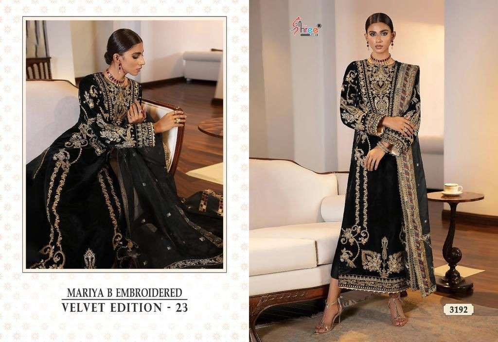 Shree Maria B Velvet Edition 23 Pashmina Salwar Kameez Material Wholesale catalog
