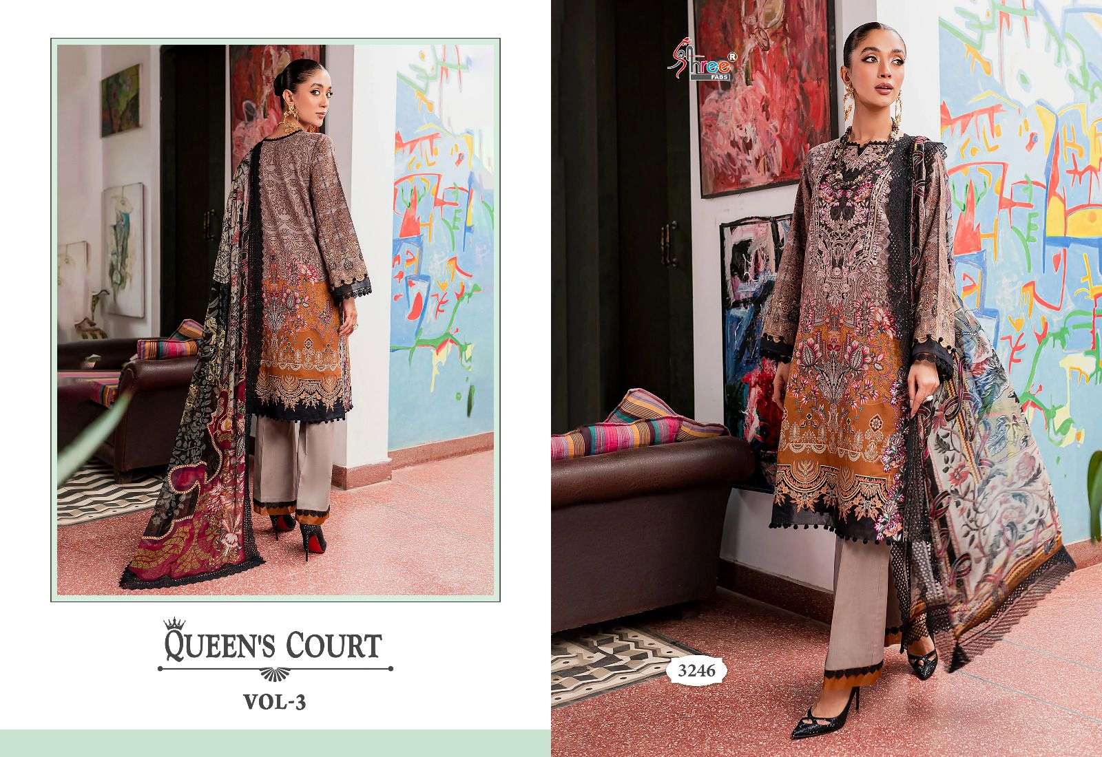 Shree Queens Court Vol 3 Cotton Dupatta Pakistani Salwar Suits Wholesale catalog