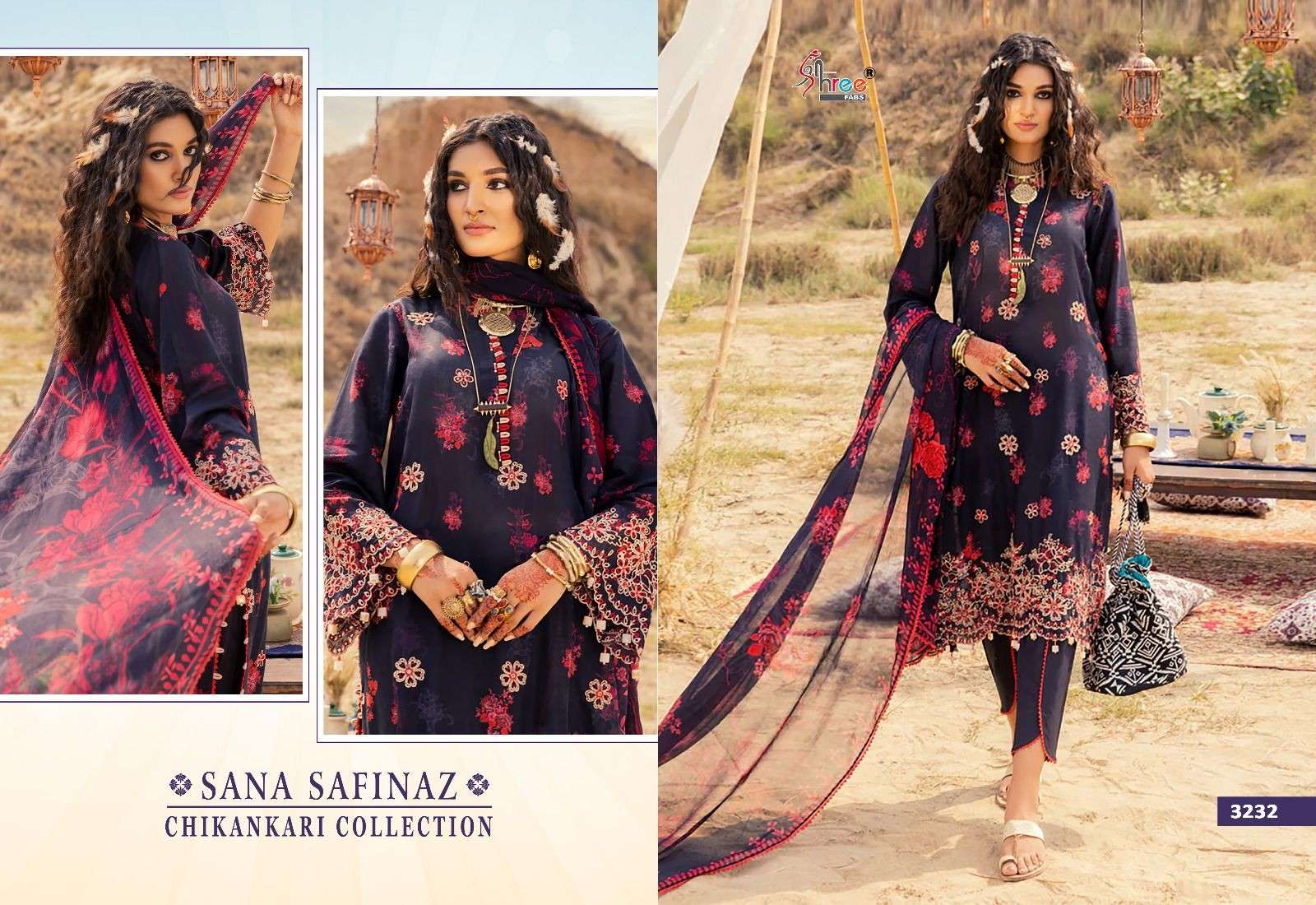 Shree Sana Safinaz Chikankari Cotton Dupatta Pakistani Suits Wholesale catalog
