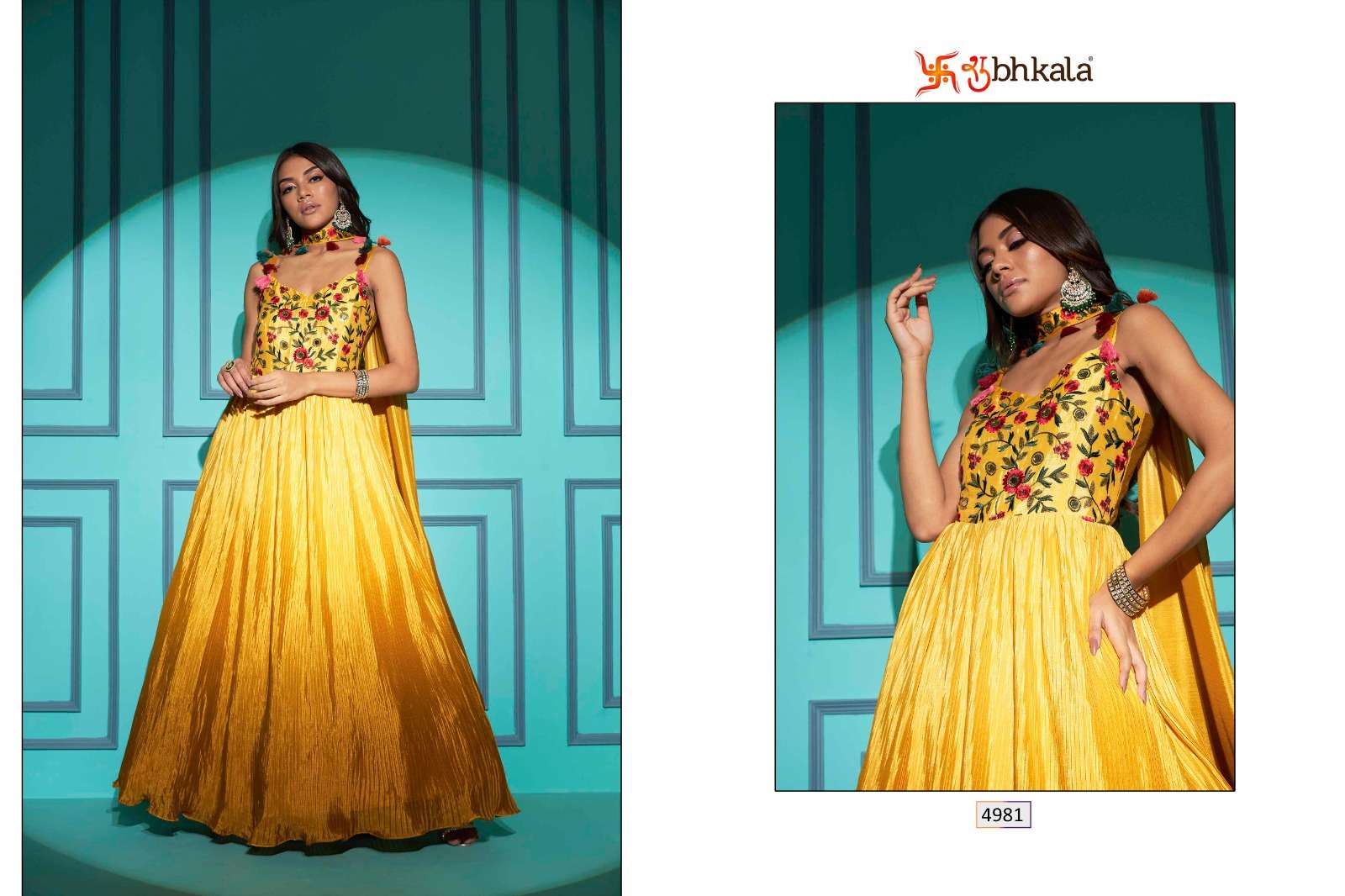 SHUBHKALA FLORY VOL. 42 Exclusive Embroidered Long Gown Style Wholesale catalog