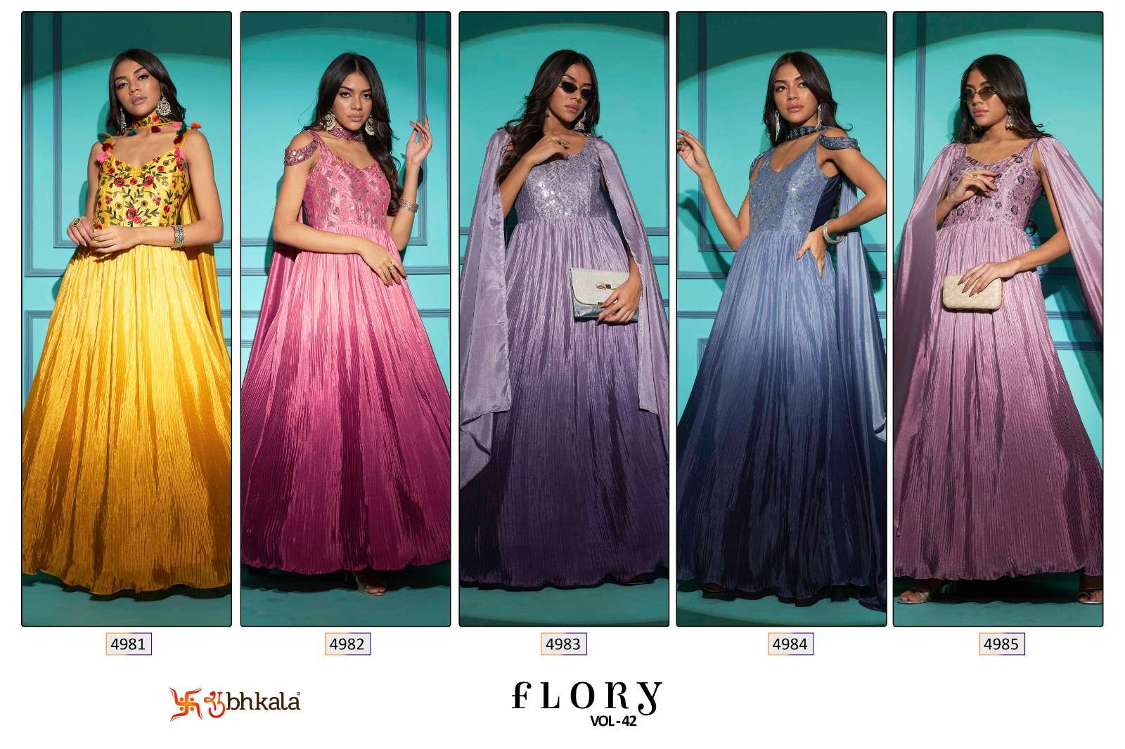 SHUBHKALA FLORY VOL. 42 Exclusive Embroidered Long Gown Style Wholesale catalog