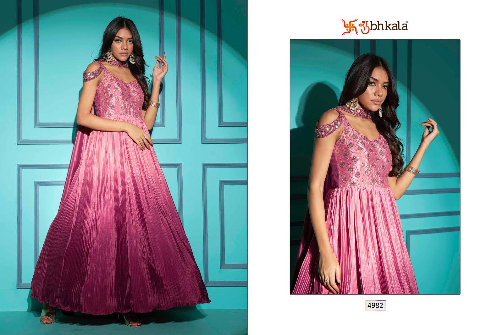 SHUBHKALA FLORY VOL. 42 Exclusive Embroidered Long Gown Style Wholesale catalog