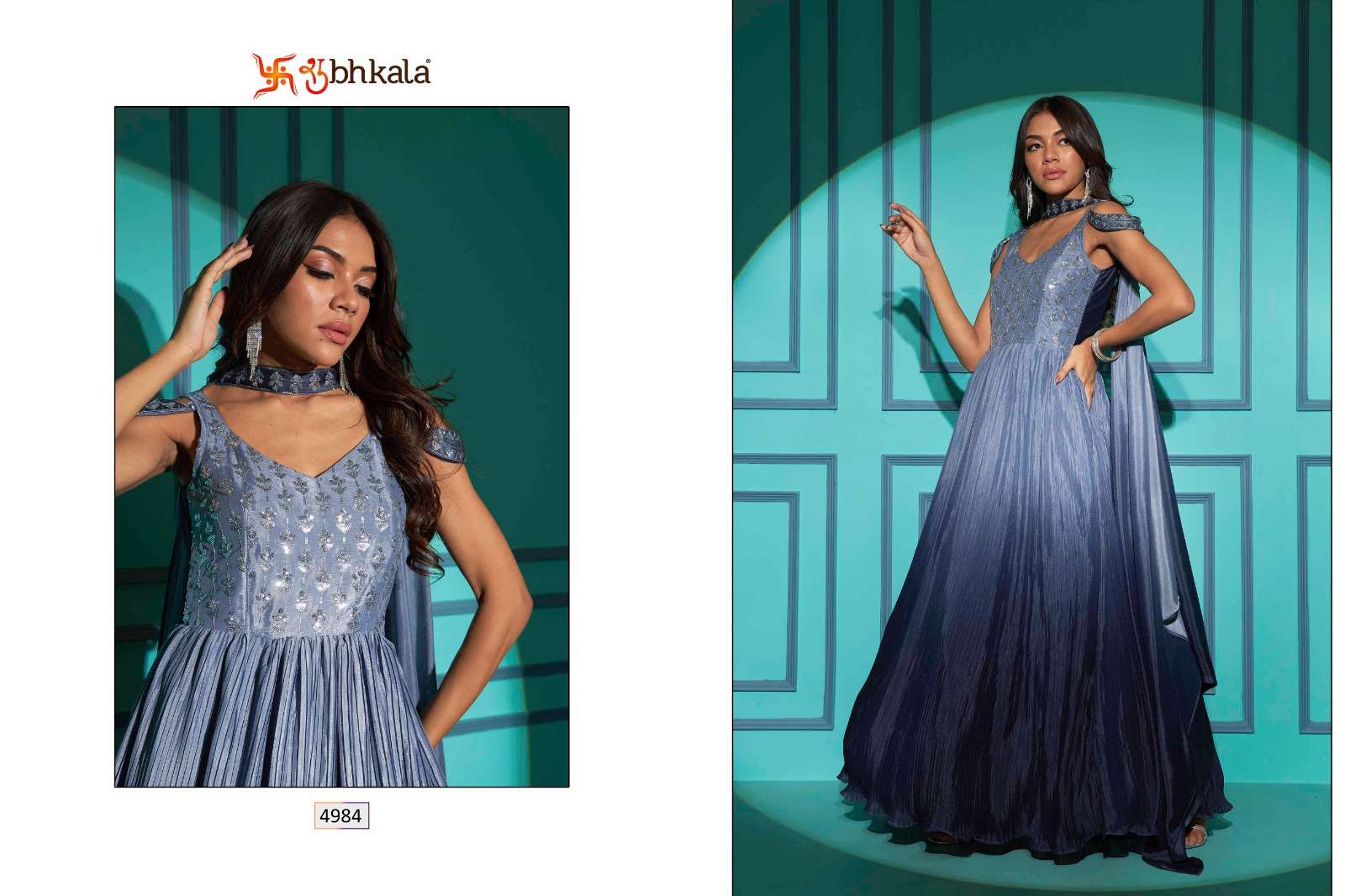 SHUBHKALA FLORY VOL. 42 Exclusive Embroidered Long Gown Style Wholesale catalog
