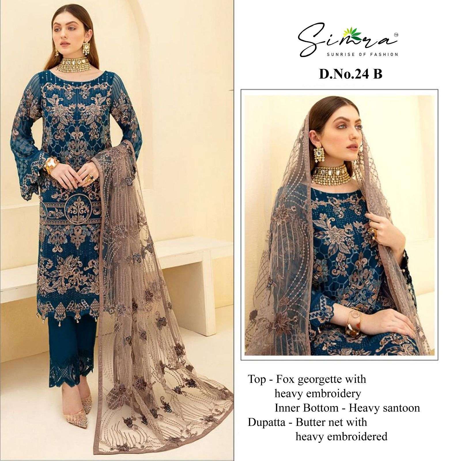 SIMRA 24 A TO D FOX GEORGETTE HEAVY EMBROIDERED Salwar Kameez Wholesale catalog