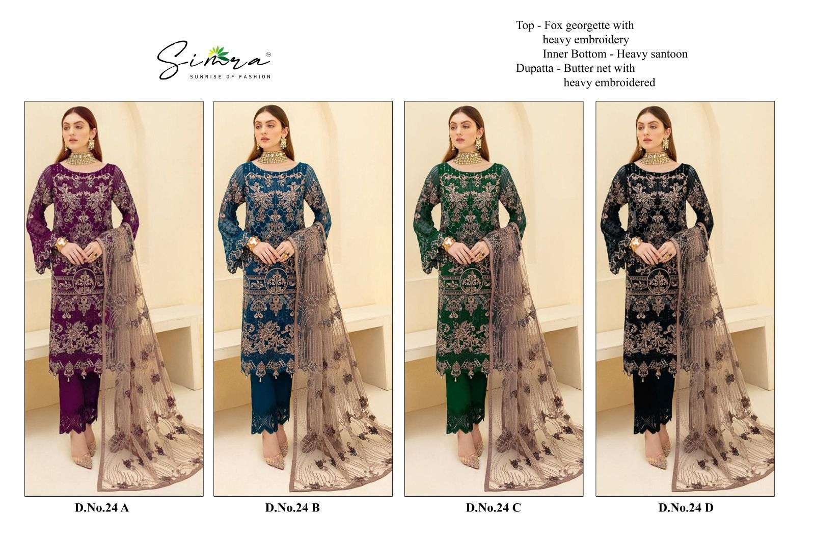 SIMRA 24 A TO D FOX GEORGETTE HEAVY EMBROIDERED Salwar Kameez Wholesale catalog