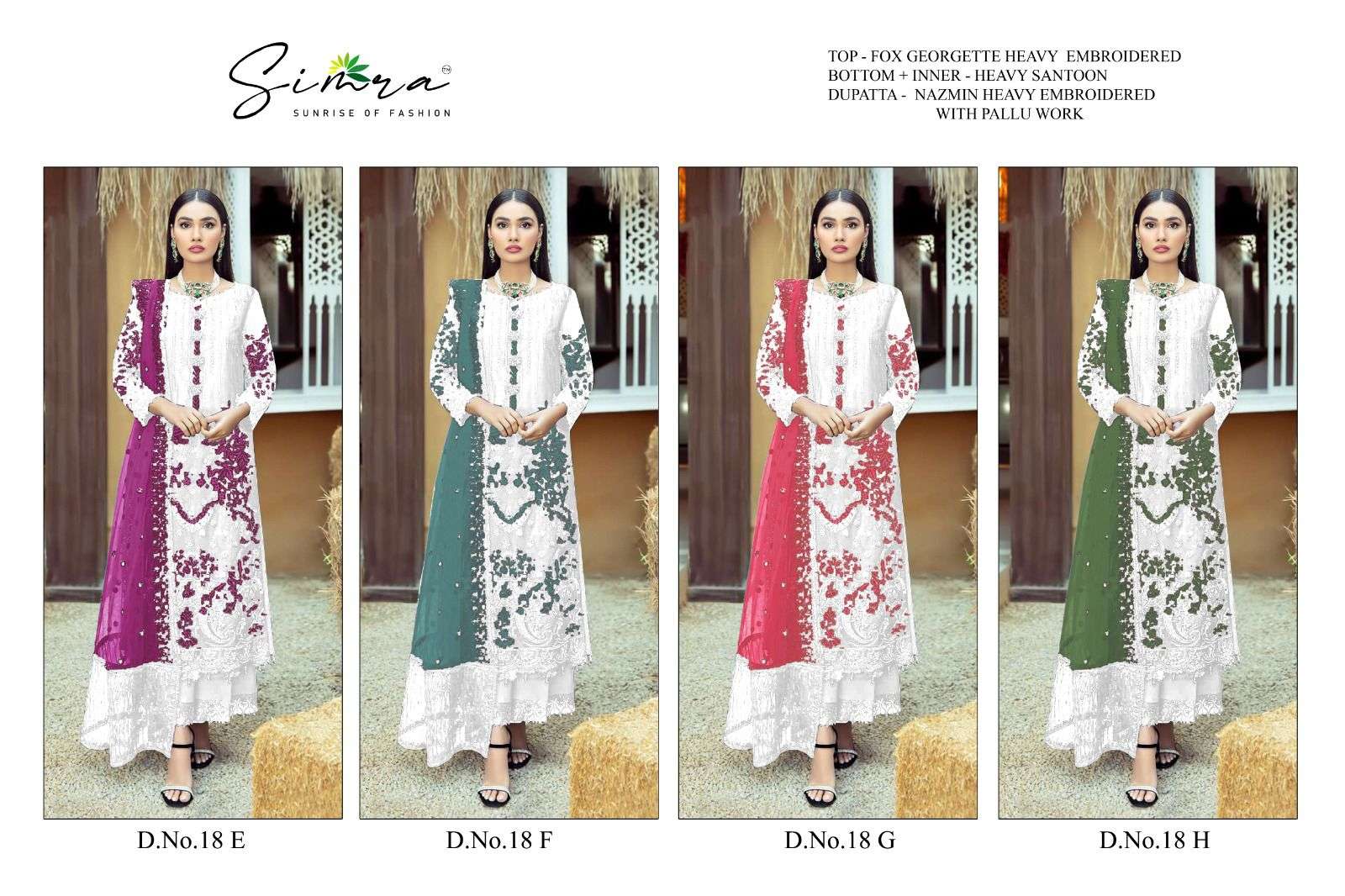 Simra S 18 E To H Georgette Pakistani Salwar Kameez Collection Wholesale catalog 