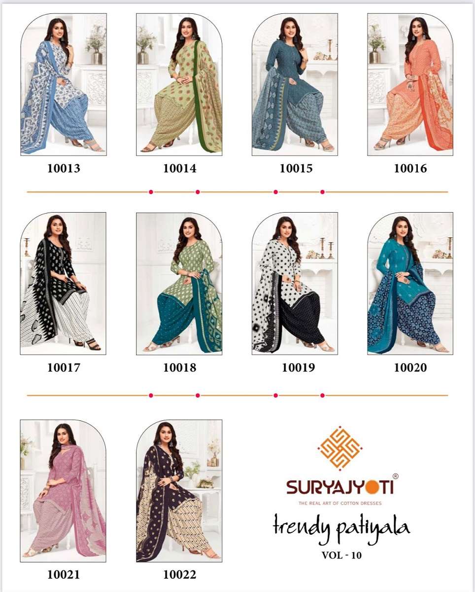 Suryajyoti Trendy Patiyala Vol-10  – Dress Material  - Wholesale Catallog