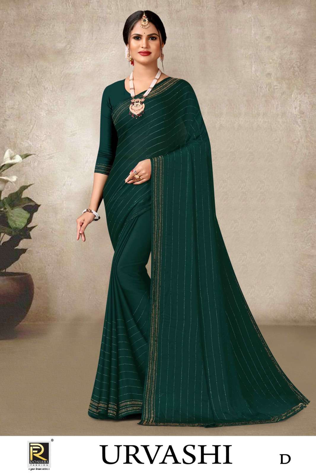 URVASHI  BY RONISHA SAREE  FANCY FABRICS SELF PETTERN WITH SIROSKI DIAMOND WORK SUPER HIT COLLECTION 