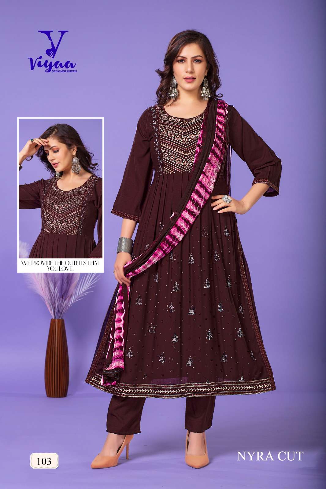VIYAA DESIGNER GLAMOUR V1 Naira Cut Kurti Wholesale catalog