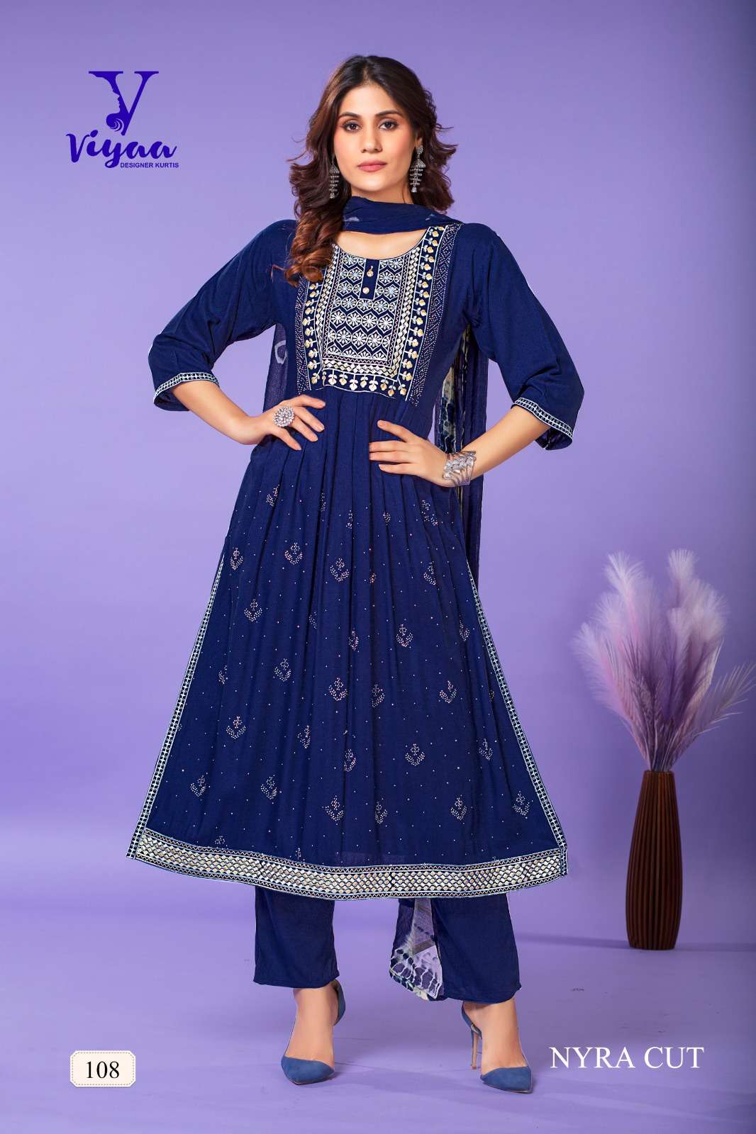 VIYAA DESIGNER GLAMOUR V1 Naira Cut Kurti Wholesale catalog