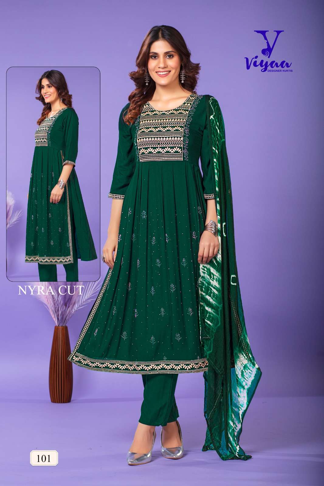 VIYAA DESIGNER GLAMOUR V1 Naira Cut Kurti Wholesale catalog