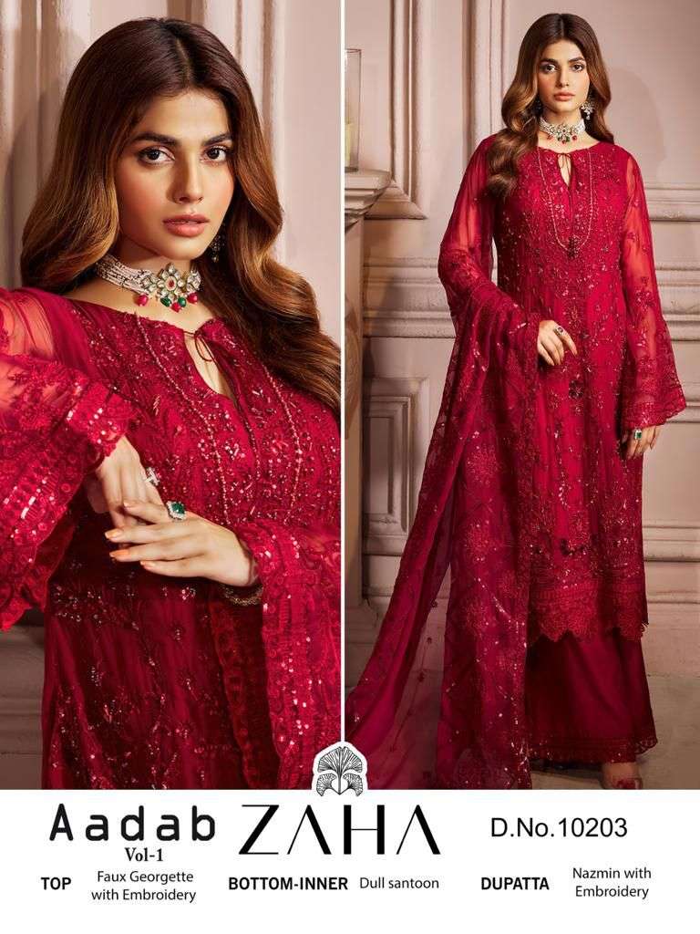 Zaha AADAB-VOL-1 Pakistani Salwar Suit Wholesale catalog