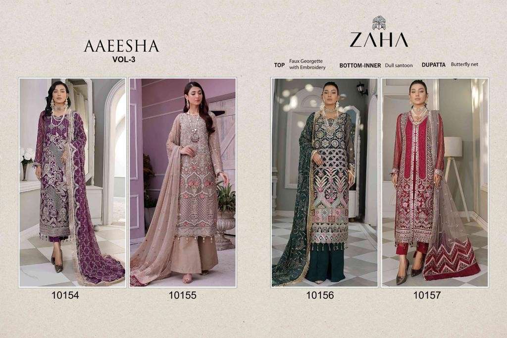 Zaha Aaeesha Vol 3 Designer Pakistani Salwar Suit Wholesale catalog