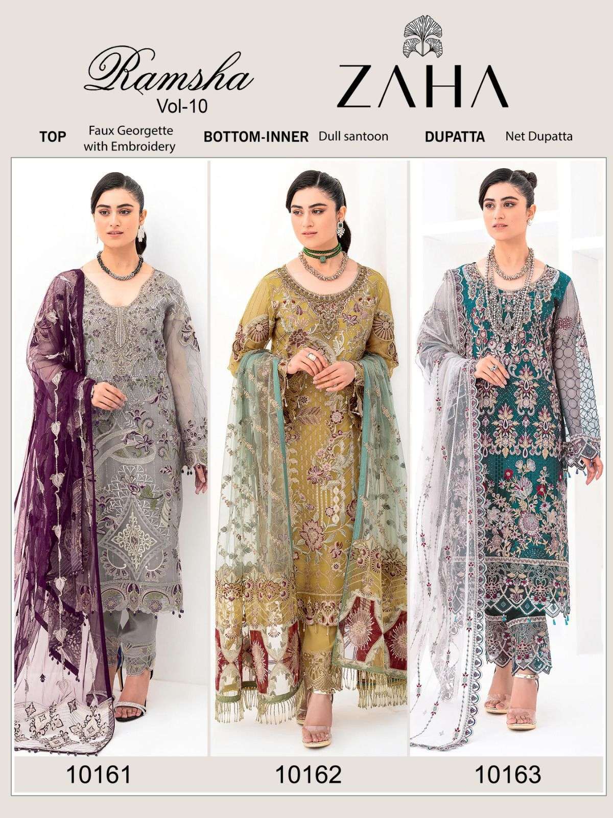 Zaha RAMSHA VOL-10 Pakistani Salwar Suits Wholesale catalog