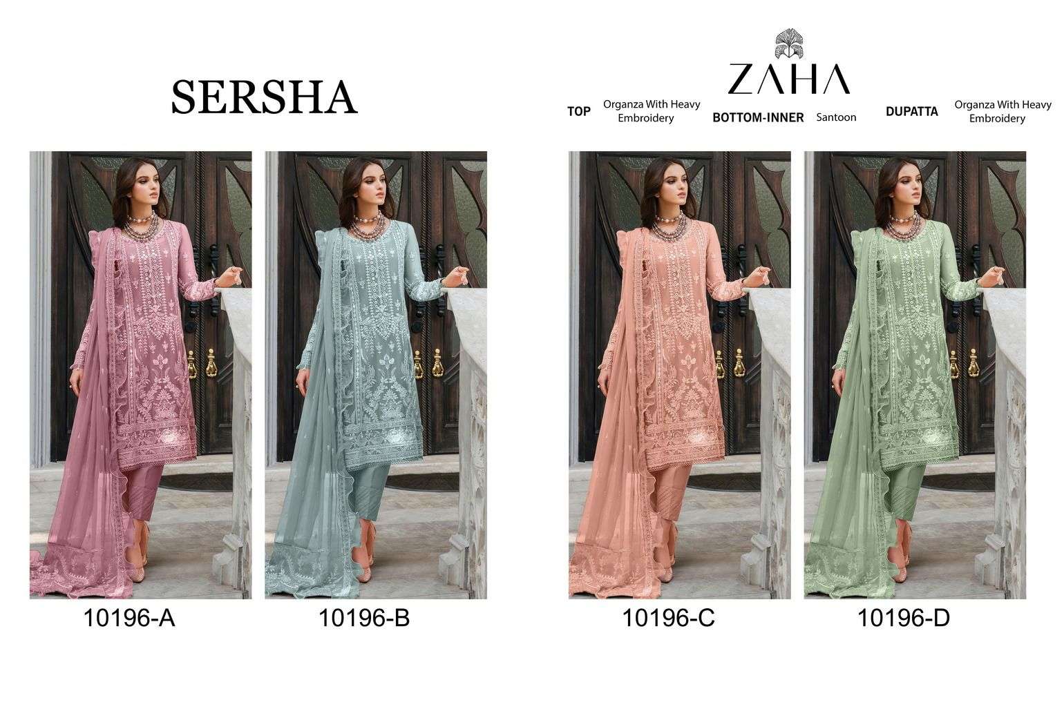 Zaha Sersha Vol 1 Organza Pakistani Salwar Suits Collection Wholesale catalog