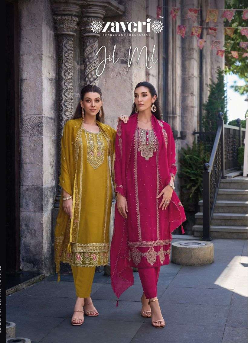 Zaveri JIL-MIL organza with fancy embroidery Salwar Kameez Wholesale catalog