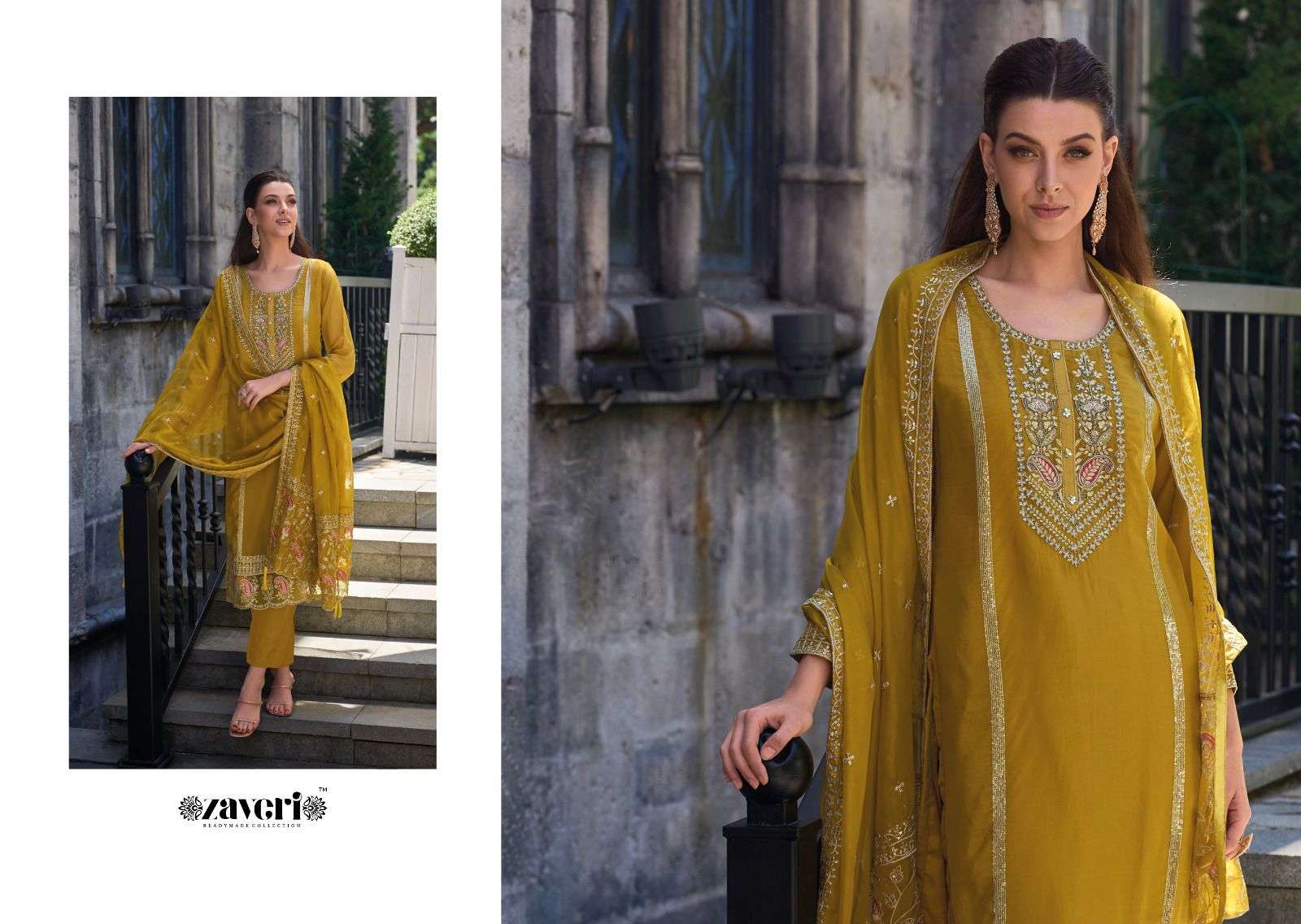 Zaveri JIL-MIL organza with fancy embroidery Salwar Kameez Wholesale catalog