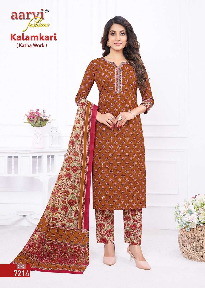 Aarvi Kalamkari Vol 1 Kurti Pant With Dupatta Wholesale catalog