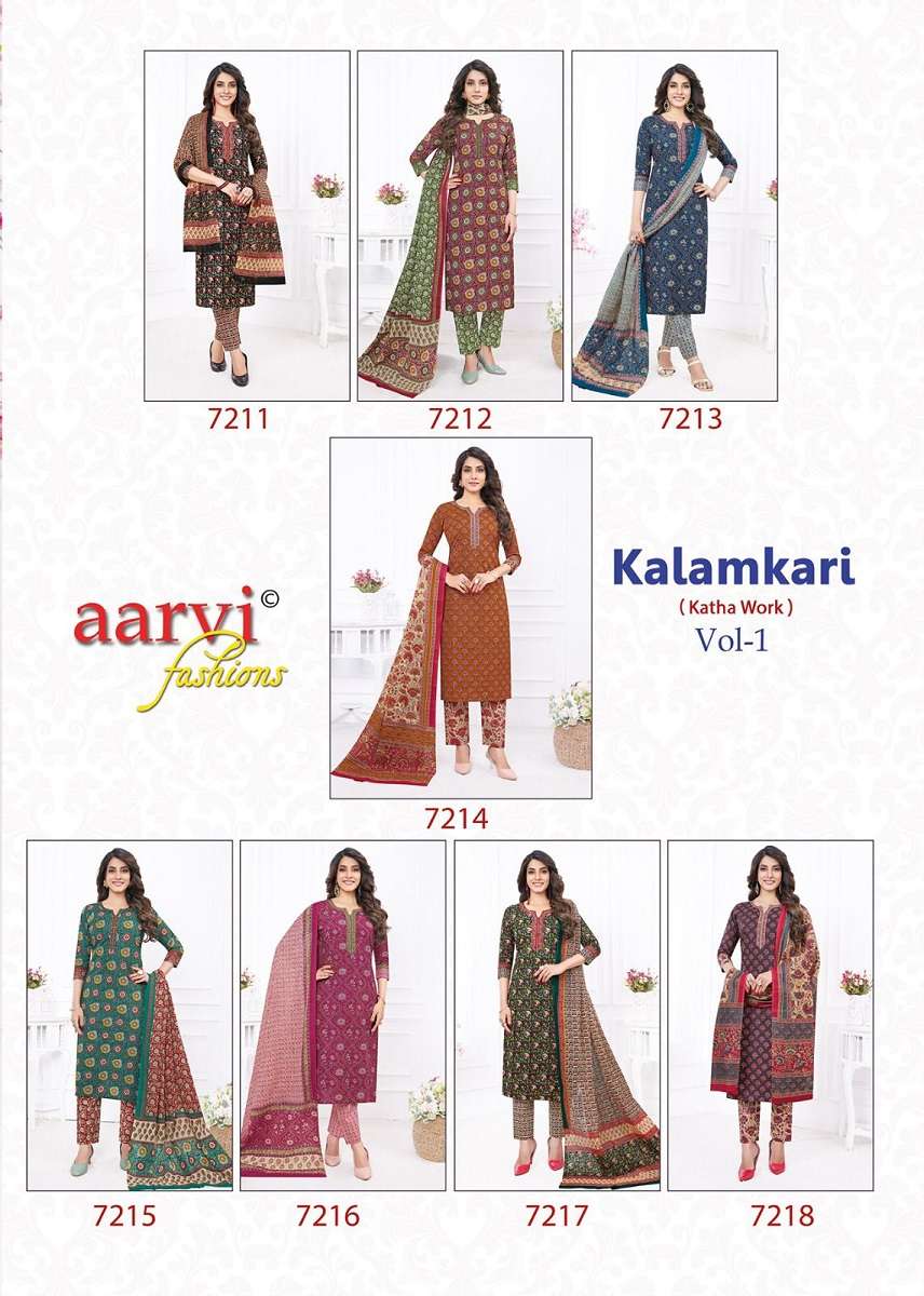 Aarvi Kalamkari Vol 1 Kurti Pant With Dupatta Wholesale catalog