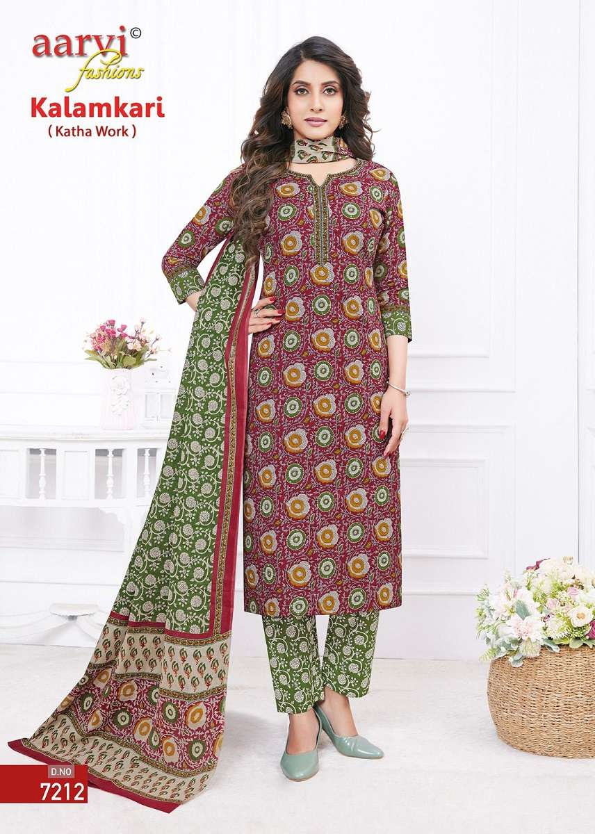 Aarvi Kalamkari Vol 1 Kurti Pant With Dupatta Wholesale catalog