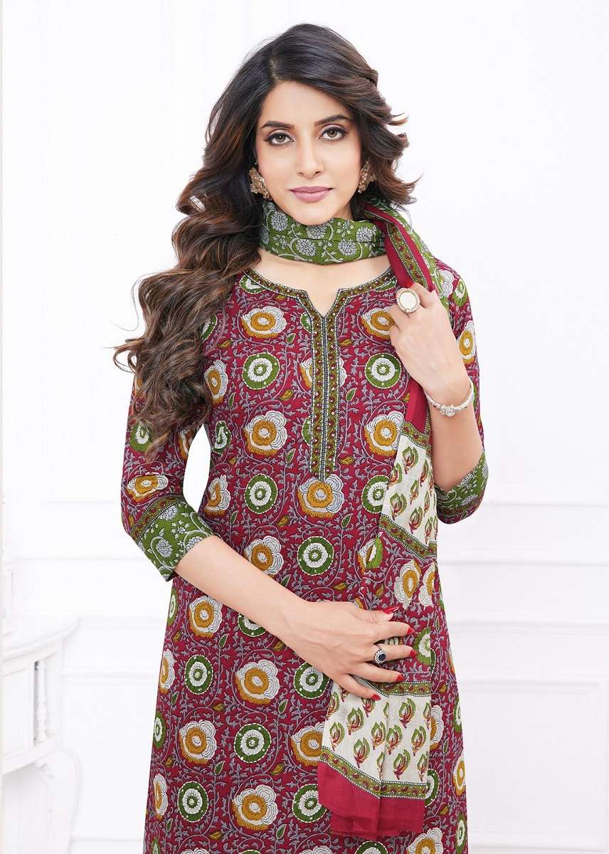 Aarvi Kalamkari Vol-1- Kurti Pant With Dupatta -Wholesale Catalog
