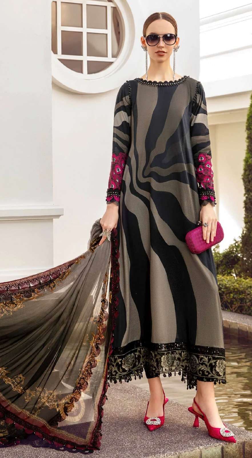 Aasha M Print Vol 5 Chiffon Dupatta Pakistani Salwar Suits Wholesale catalog