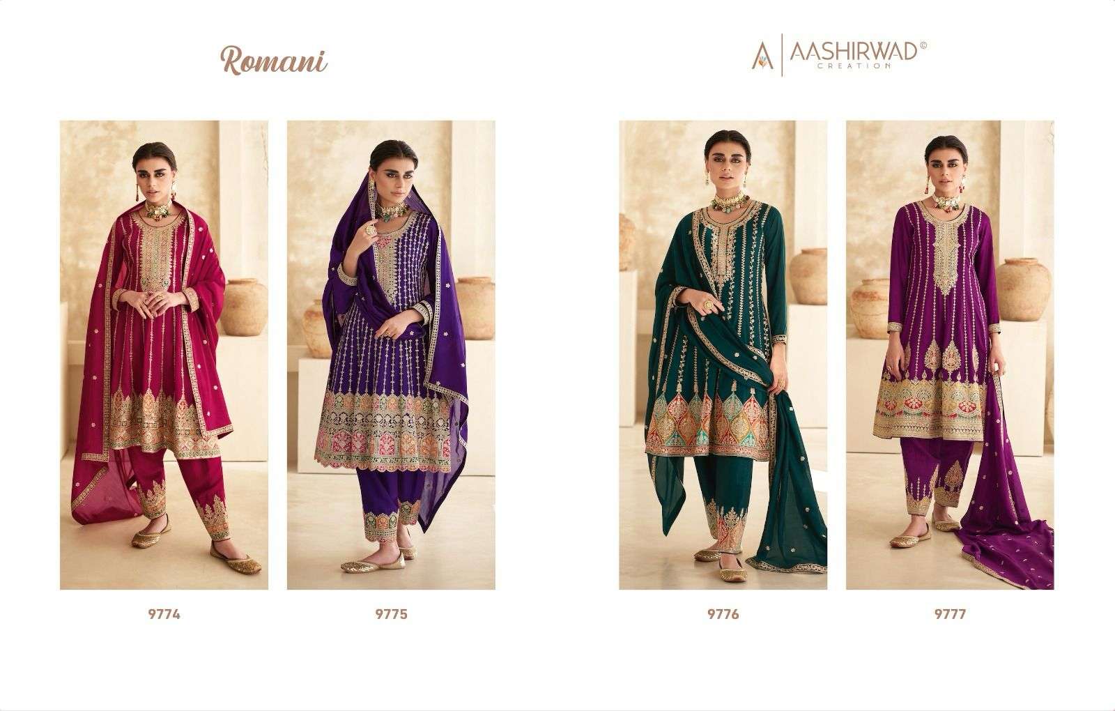 AASHIRWAD CREATION ROMANI Salwar kameez Wholesale catalog