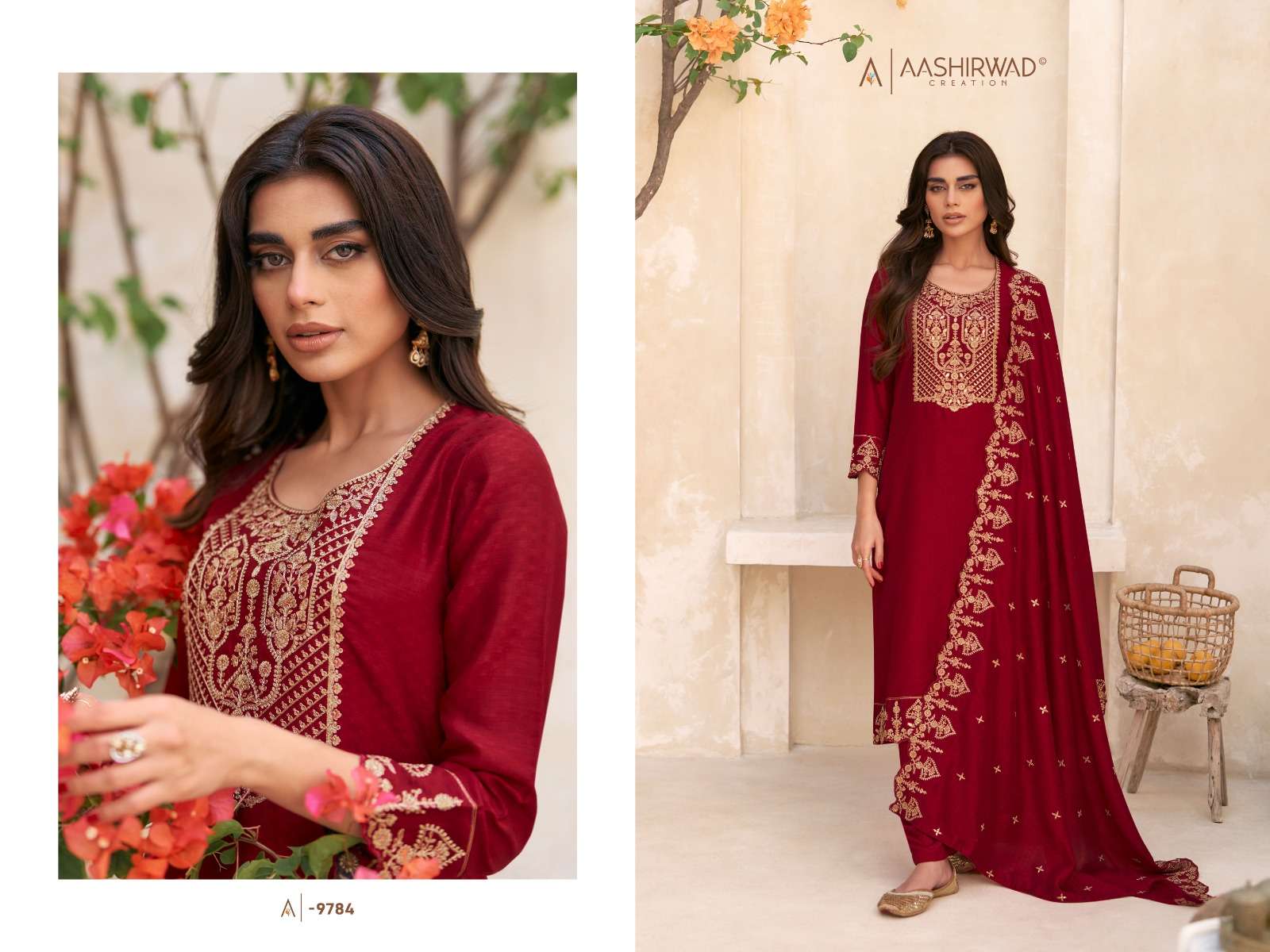 Aashirwad Gulkand Swaraj Designer Silk Salwar Kameez Wholesale catalog