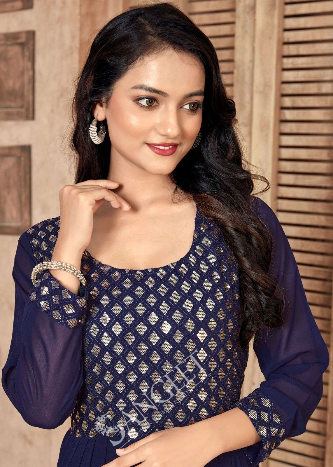 AAYUSHI FAUX GEORGETTE FOIL GOLD PRINT Kurti Wholesale catalog
