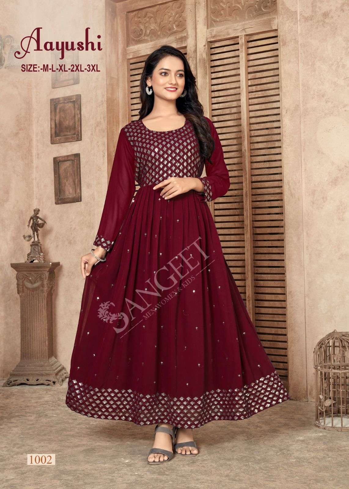 AAYUSHI FAUX GEORGETTE FOIL GOLD PRINT Kurti Wholesale catalog