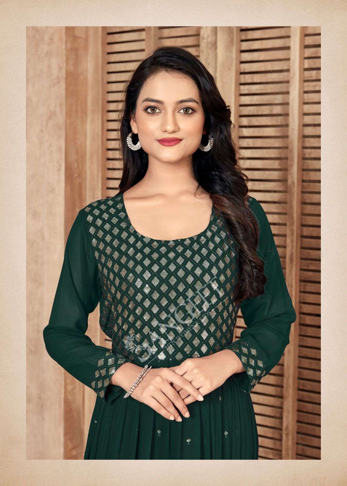 AAYUSHI FAUX GEORGETTE FOIL GOLD PRINT Kurti Wholesale catalog
