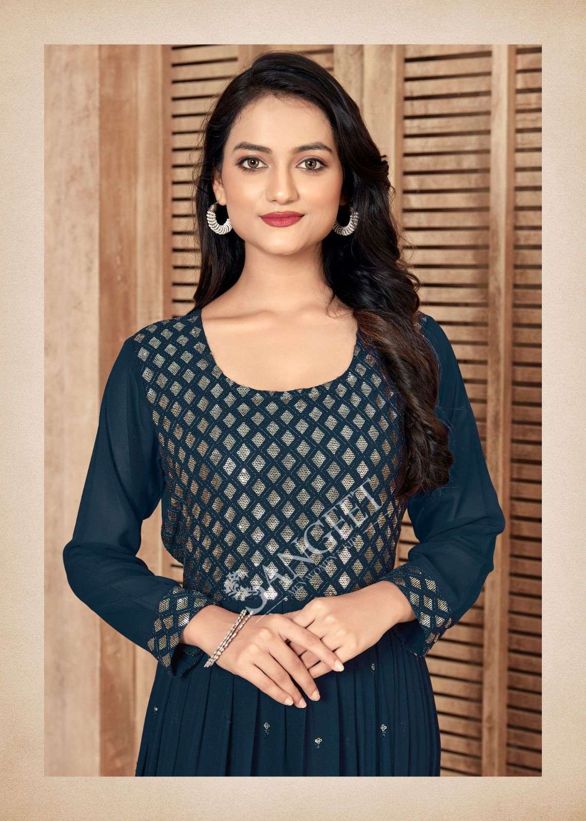 AAYUSHI FAUX GEORGETTE FOIL GOLD PRINT Kurti Wholesale catalog