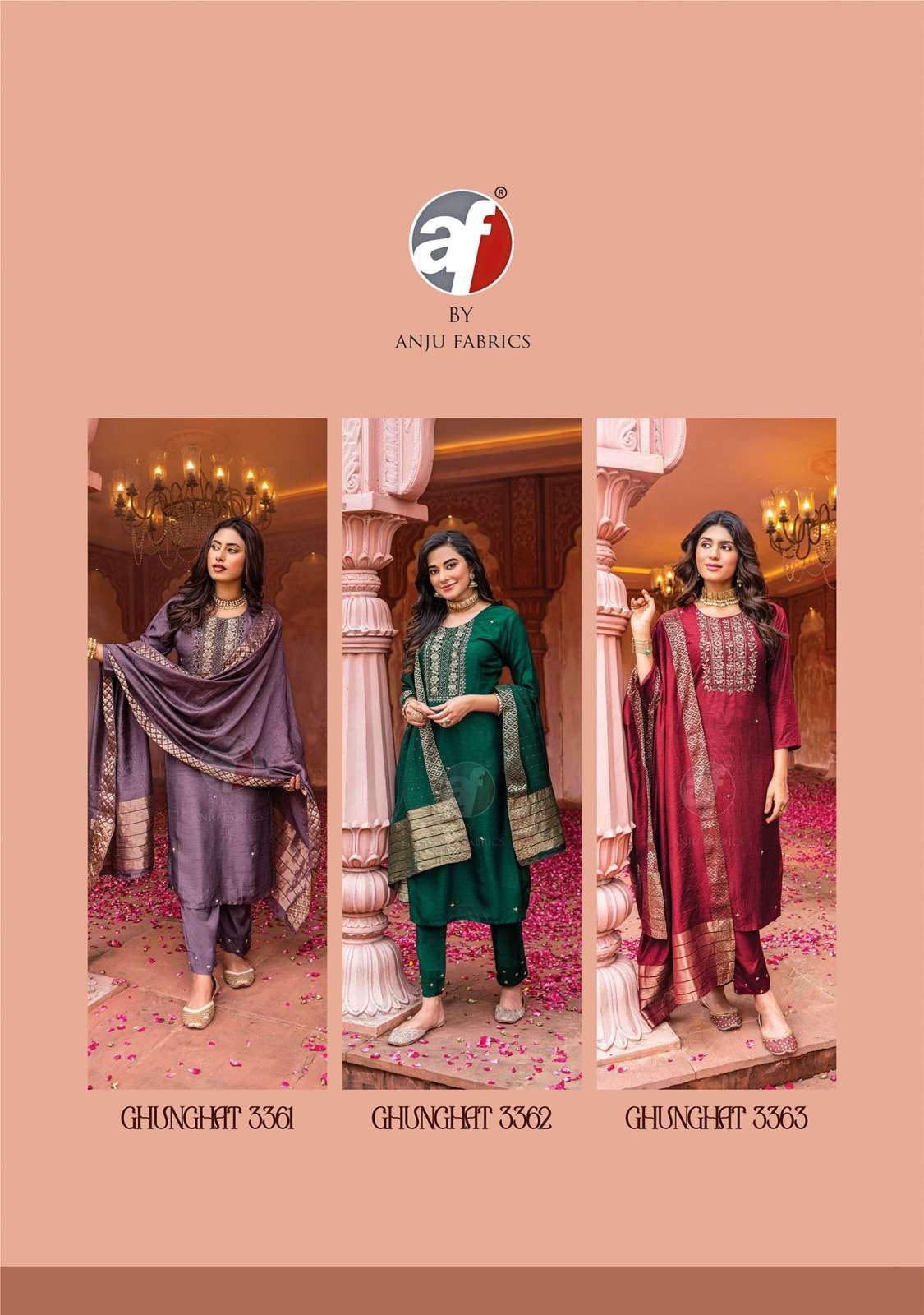 Af Ghunghat Vol 9 Designer Kurti Pant With Dupatta Wholesale catalog