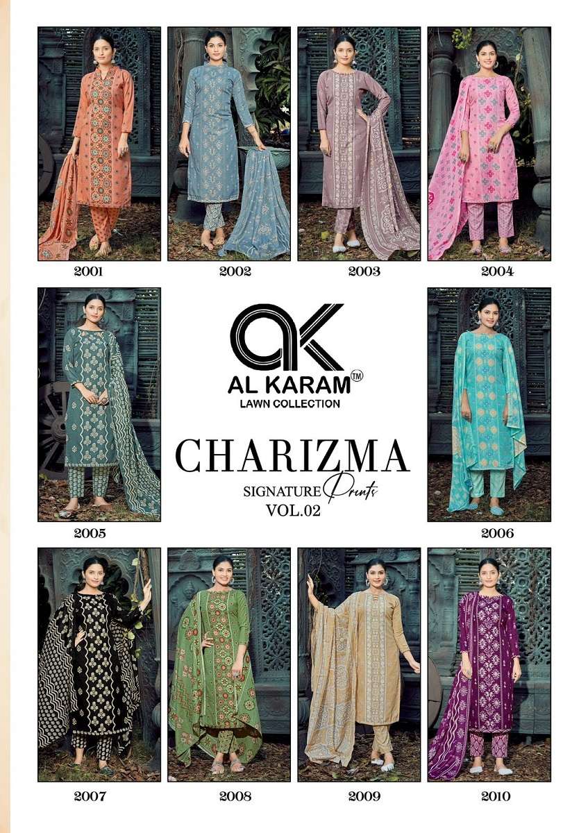 Al Karam Charizma Vol 2 Soft Cotton Print Dress Material Wholesale catalog